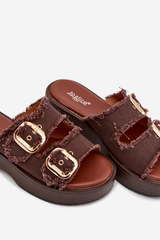 sieviešu čības ar platformu Ze Zelta krāsasmi ar sprādzēmmi CzekoladoIne Renelisse