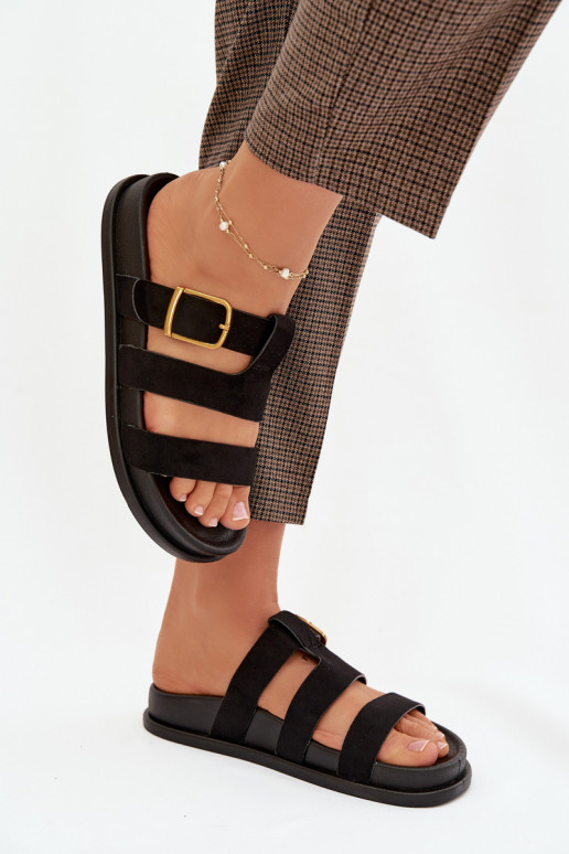 sieviešu čības Ar svītrām I Złotą ar sprādzēm melnas krāsas Ulirissa