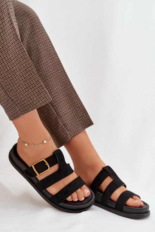 sieviešu čības Ar svītrām I Złotą ar sprādzēm melnas krāsas Ulirissa