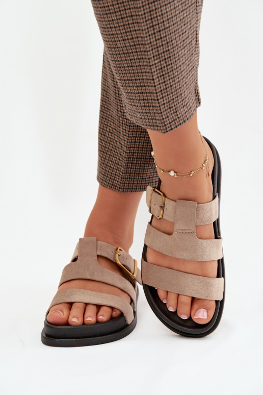 sieviešu čības Ar svītrām I Złotą ar sprādzēm smilšu krāsas Ulirissa