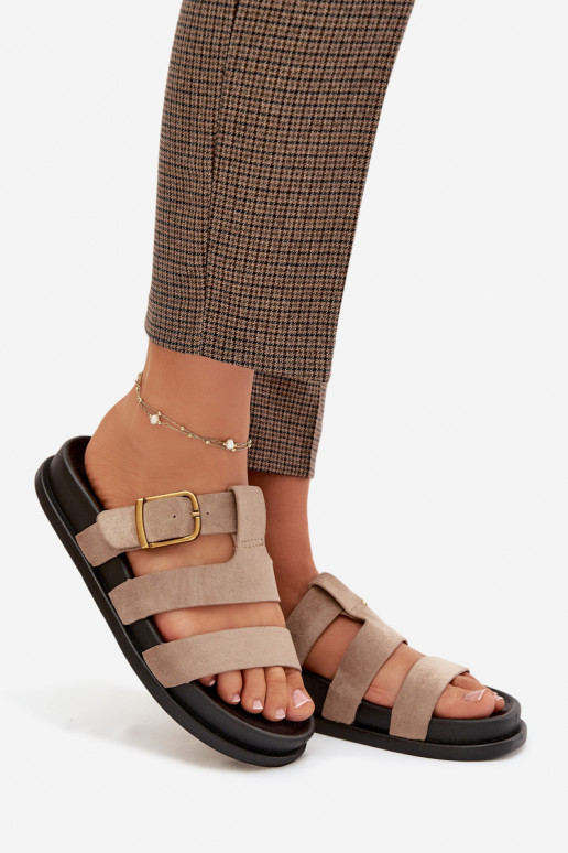 sieviešu čības Ar svītrām I Złotą ar sprādzēm smilšu krāsas Ulirissa