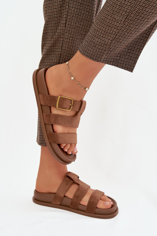 sieviešu čības Ar svītrām I Złotą ar sprādzēm brūnas krāsas Ulirissa