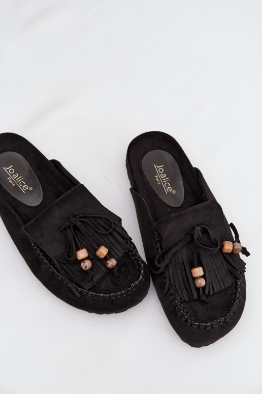 sieviešu čības Mule ar bārkstīm I Koraļļiikami melnas krāsas Belissa