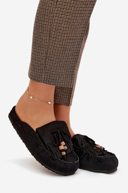 sieviešu čības Mule ar bārkstīm I Koraļļiikami melnas krāsas Belissa