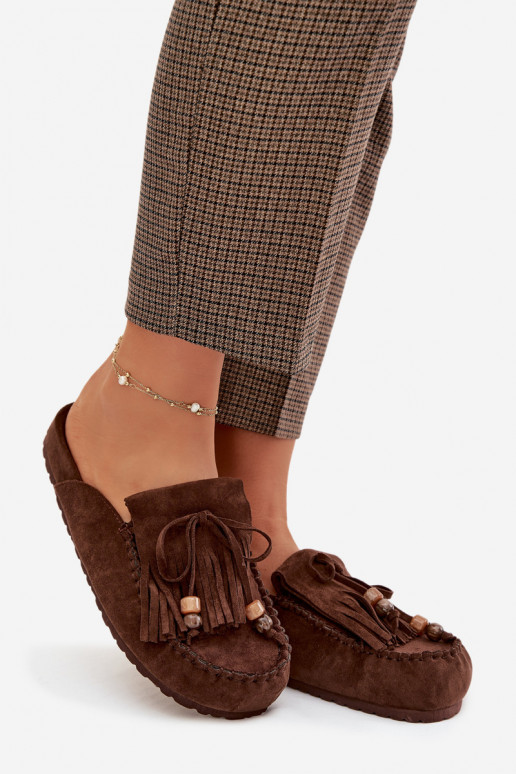 sieviešu čības Mule ar bārkstīm I Koraļļiikami CzekoladoIne Belissa