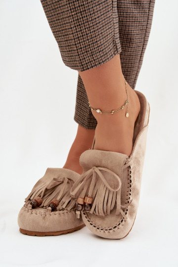 sieviešu čības Mule ar bārkstīm I Koraļļiikami smilšu krāsas Belissa