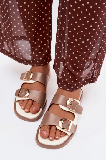 sieviešu čības Ze Zelta krāsasmi ar sprādzēmmi smilšu krāsas Danelle