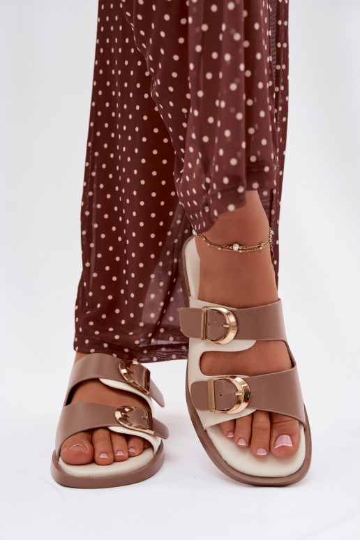 sieviešu čības Ze Zelta krāsasmi ar sprādzēmmi smilšu krāsas Danelle