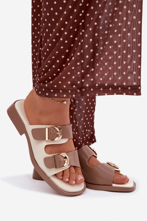 sieviešu čības Ze Zelta krāsasmi ar sprādzēmmi smilšu krāsas Danelle