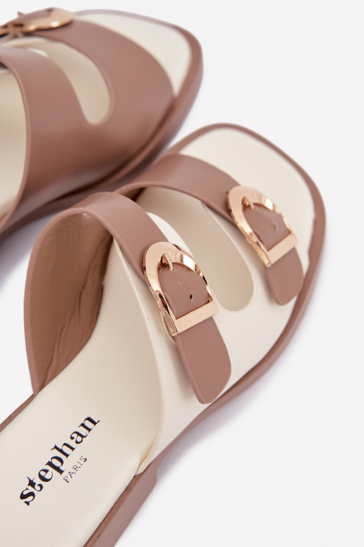 sieviešu čības Ze Zelta krāsasmi ar sprādzēmmi smilšu krāsas Danelle