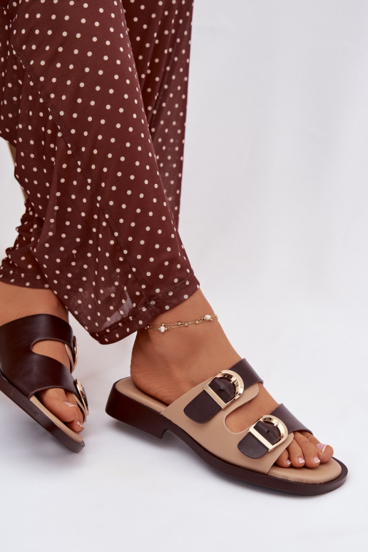 sieviešu čības Ze Zelta krāsasmi ar sprādzēmmi smilšu krāsas-brūnas krāsas Danelle