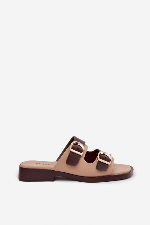 sieviešu čības Ze Zelta krāsasmi ar sprādzēmmi smilšu krāsas-brūnas krāsas Danelle