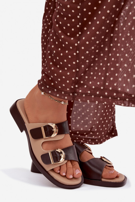 sieviešu čības Ze Zelta krāsasmi ar sprādzēmmi smilšu krāsas-brūnas krāsas Danelle