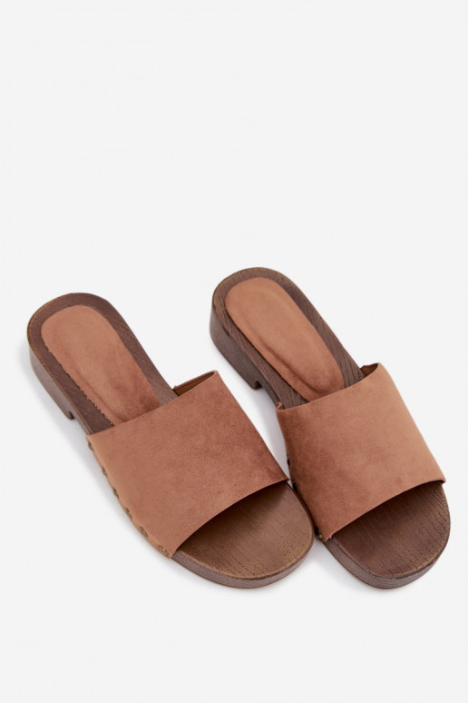 sieviešu čības ar platiem papēžiem Ze Zelta krāsasmi Kniedes brūnas krāsas Girella