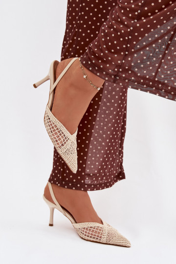 sandales No Braid ar papēdi Ziloņkaula krāsas Hanelis