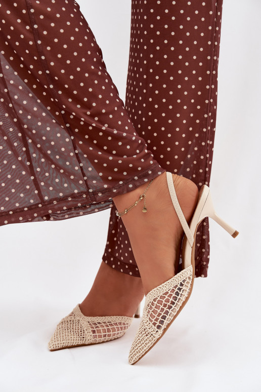 sandales No Braid ar papēdi Ziloņkaula krāsas Hanelis