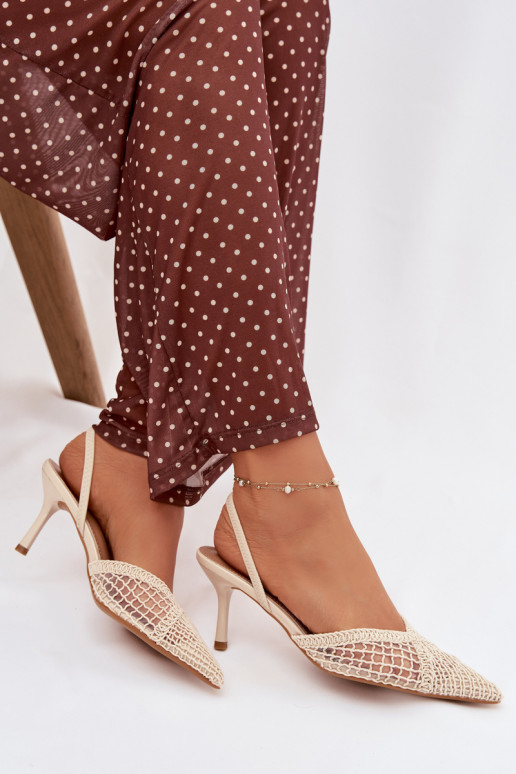 sandales No Braid ar papēdi Ziloņkaula krāsas Hanelis