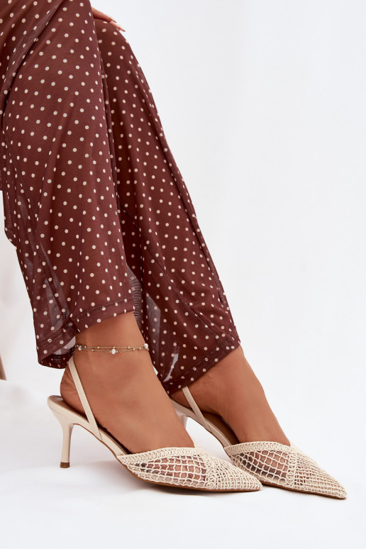 sandales No Braid ar papēdi Ziloņkaula krāsas Hanelis