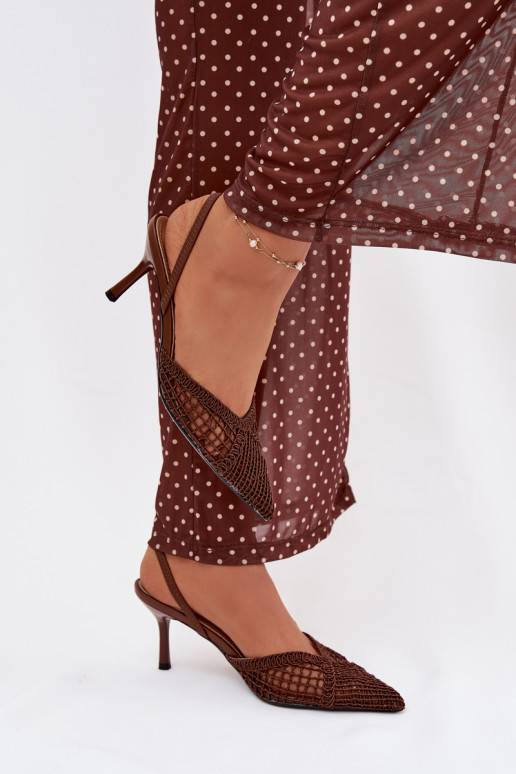 sandales No Braid ar papēdi brūnas krāsas Hanelis