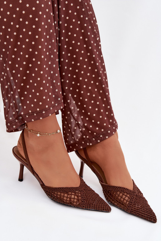 sandales No Braid ar papēdi brūnas krāsas Hanelis