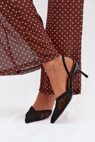 sandales No Braid ar papēdi melnas krāsas Hanelis 2