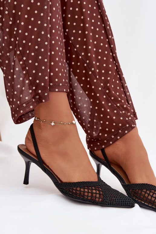 sandales No Braid ar papēdi melnas krāsas Hanelis