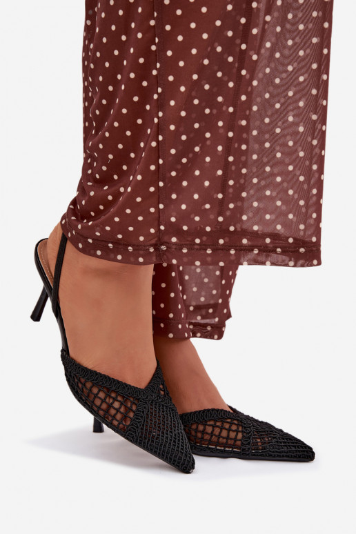 sandales No Braid ar papēdi melnas krāsas Hanelis