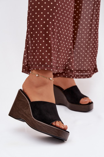 sieviešu čības Uz Ķīļa melnas krāsas Ravelia 2