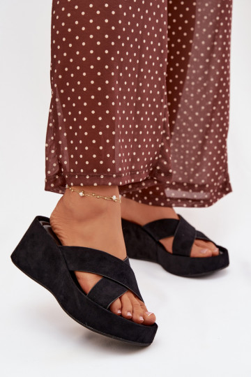 sieviešu čības Uz ĶīļaEko zamšādau melnas krāsas Calorine 2