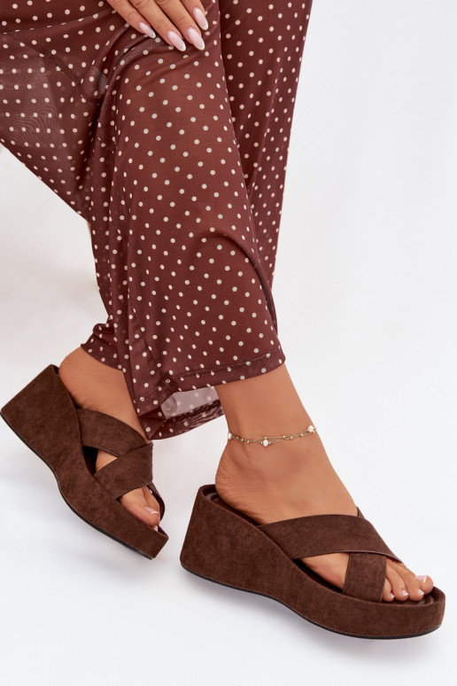 sieviešu čības Uz ĶīļaEko zamšādau CzekoladoIne Calorine