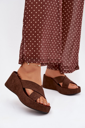 sieviešu čības Uz ĶīļaEko zamšādau CzekoladoIne Calorine 2