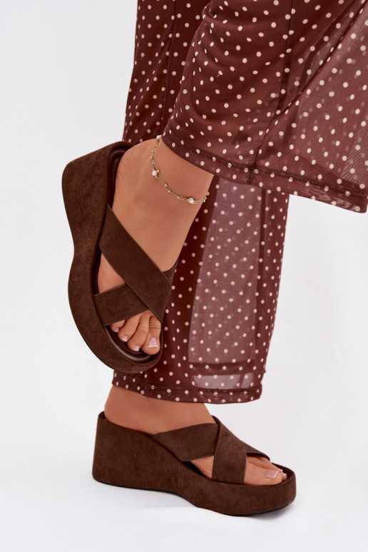 sieviešu čības Uz ĶīļaEko zamšādau CzekoladoIne Calorine