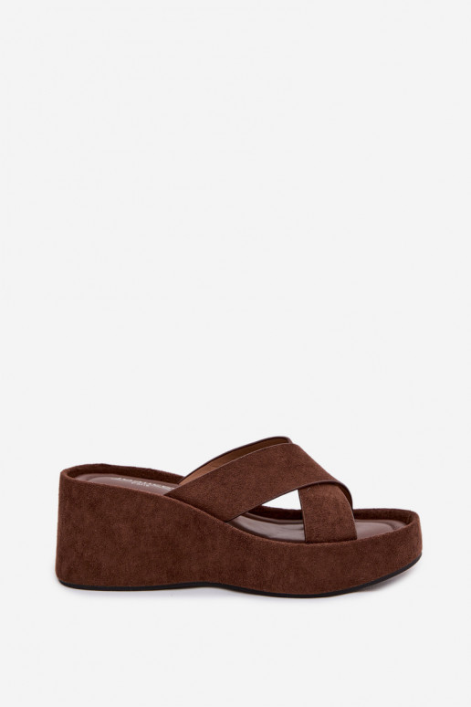 sieviešu čības Uz ĶīļaEko zamšādau CzekoladoIne Calorine