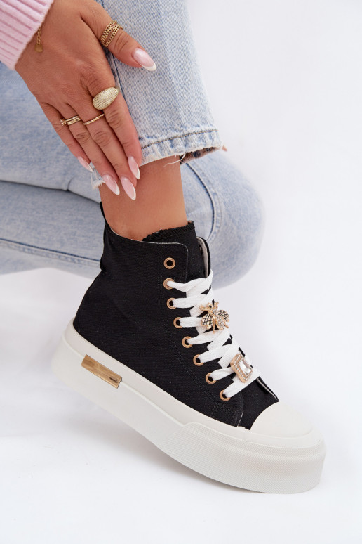 sieviešu puszābaki ar platformuPrzypinkami melnas krāsas Gracella