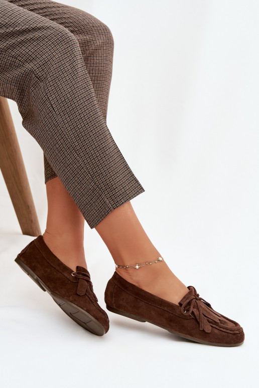 sieviešu mokasīni ar stilīgām detaļām Un bārkstis CzekoladoIne Glorina