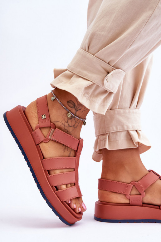 Sieviešu vegāns sandales ar lipīgām aizdarēm ZAXY JJ285016 rozā krāsa