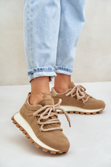 sporta apavi Sneakers modeļa apavi ar platformuEko zamšādau brūnas krāsas Riadella 2