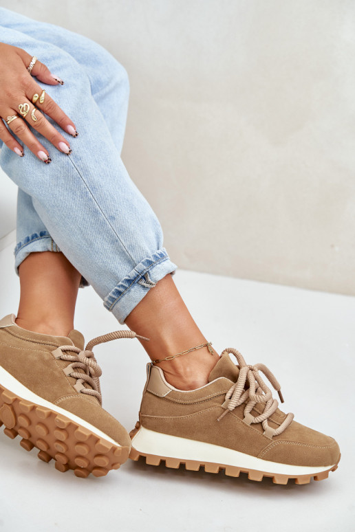 sporta apavi Sneakers modeļa apavi ar platformuEko zamšādau brūnas krāsas Riadella