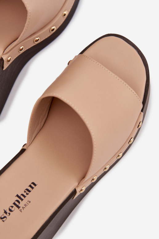 Sieviešu čības uz platformas ar zelta krāsas dzīsliņām smilšu krāsā Arionne