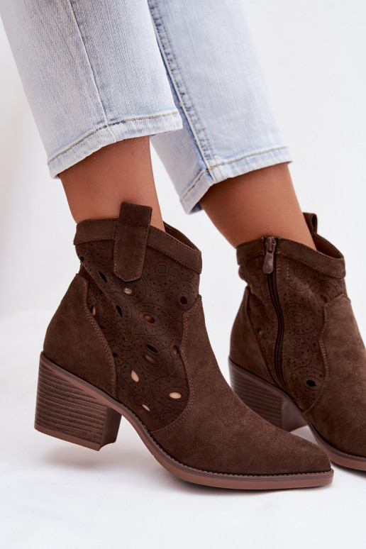 kovboju stila puszābaki Sieviešu Ar ažūra rakstu CzekoladoIne Nolvina