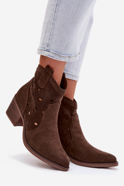 kovboju stila puszābaki Sieviešu Ar ažūra rakstu CzekoladoIne Nolvina