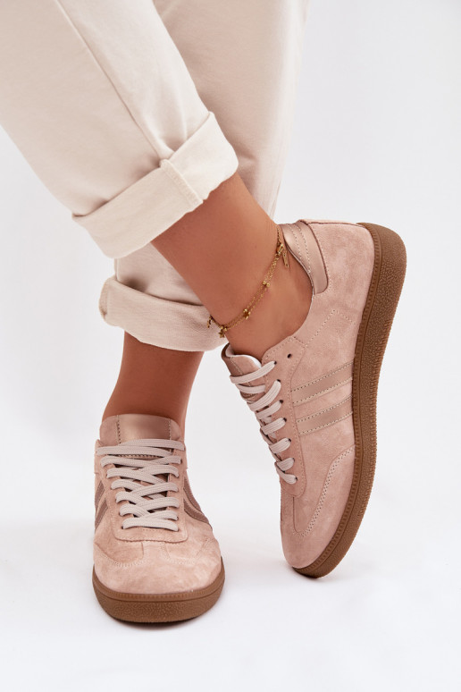 Zazoo N1068 zamšādas Zems Sneakers modeļa apavi Sieviešu rozā krāsa