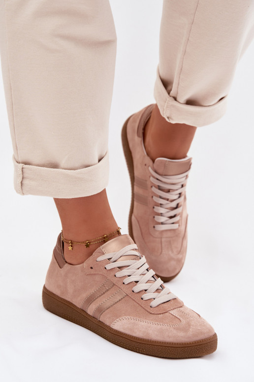 Zazoo N1068 zamšādas Zems Sneakers modeļa apavi Sieviešu rozā krāsa