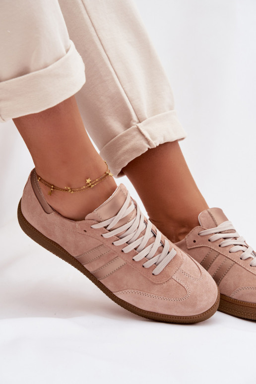 Zazoo N1068 zamšādas Zems Sneakers modeļa apavi Sieviešu rozā krāsa