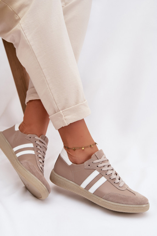 Zazoo N1068 Āda Zems Sneakers modeļa apavi Sieviešu smilšu krāsas