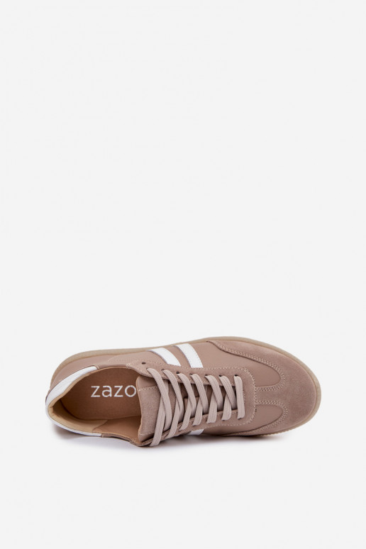 Zazoo N1068 Āda Zems Sneakers modeļa apavi Sieviešu smilšu krāsas