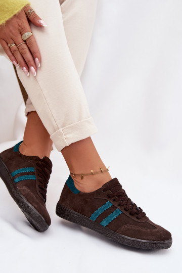 Zazoo N1068 zamšādas Zems Sneakers modeļa apavi Sieviešu CzekoladoIne