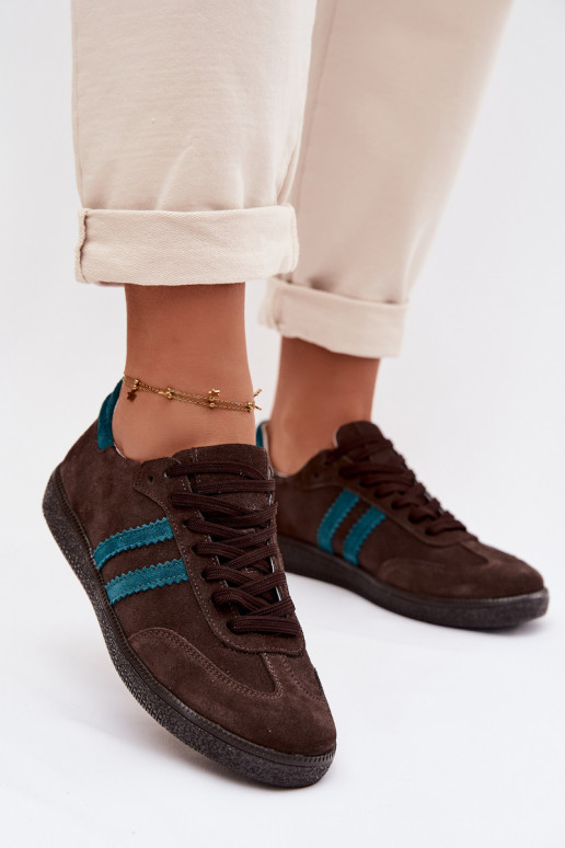 Zazoo N1068 zamšādas Zems Sneakers modeļa apavi Sieviešu CzekoladoIne