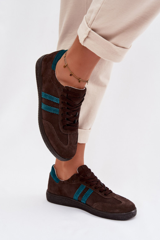 Zazoo N1068 zamšādas Zems Sneakers modeļa apavi Sieviešu CzekoladoIne