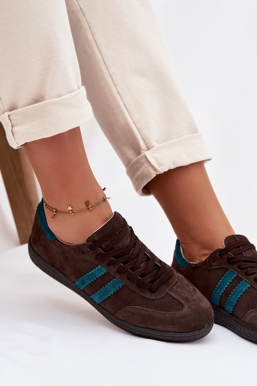 Zazoo N1068 zamšādas Zems Sneakers modeļa apavi Sieviešu CzekoladoIne